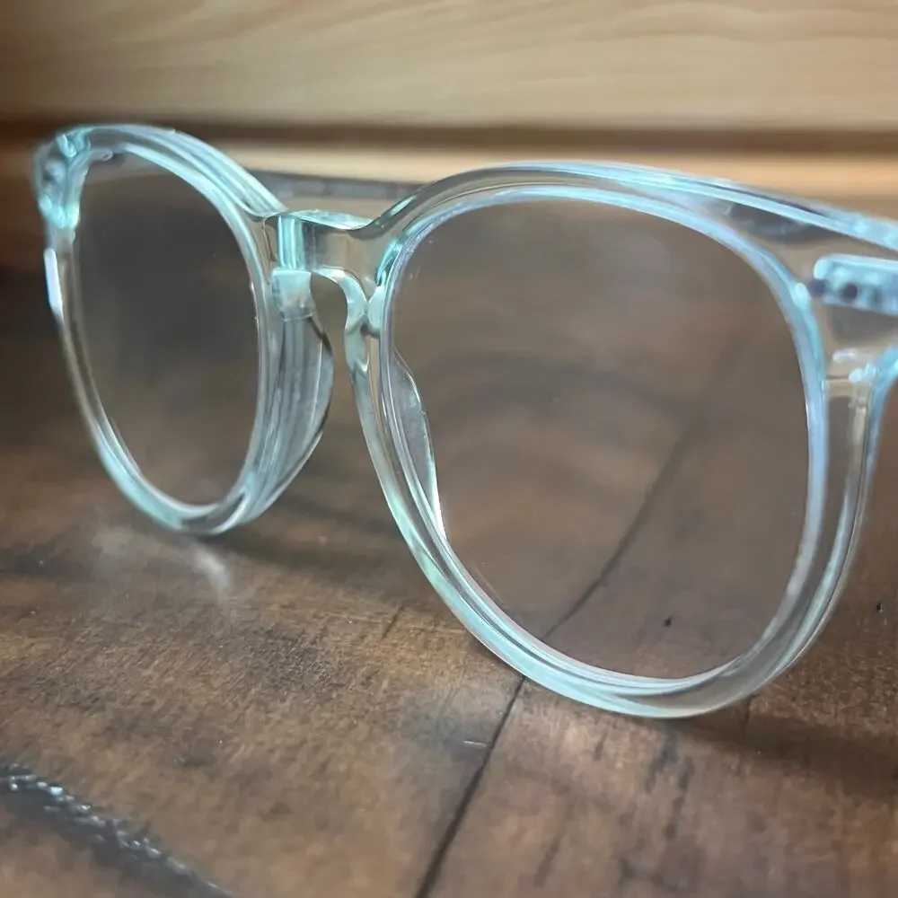 RFLKT Aura Eyeglass Frames Round Clear Blue Keyhole Acetate 50-19-140 Medium